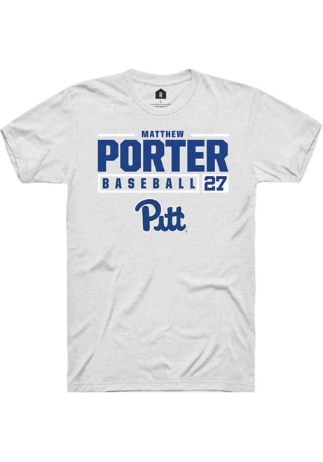 Matthew Porter White Pitt Panthers NIL Stacked Box Short Sleeve T Shirt