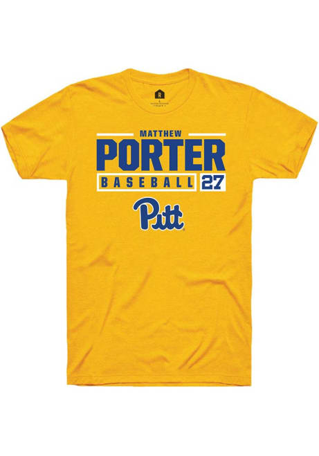 Matthew Porter Gold Pitt Panthers NIL Stacked Box Short Sleeve T Shirt