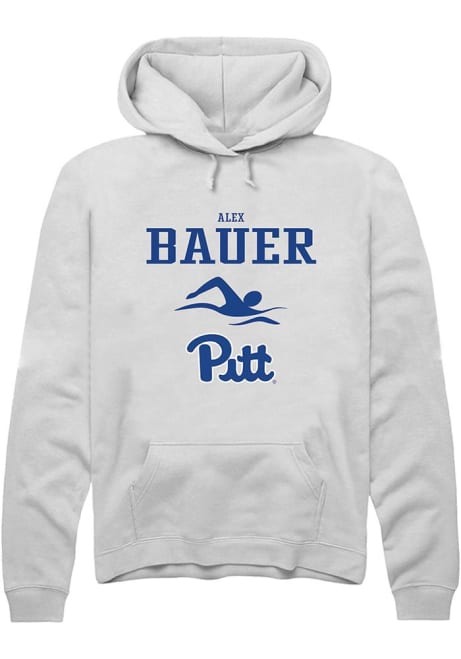 Alex Bauer Rally Mens White Pitt Panthers NIL Sport Icon Hooded Sweatshirt