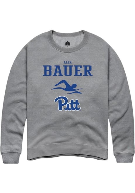 Alex Bauer Rally Mens Graphite Pitt Panthers NIL Sport Icon Crew Sweatshirt