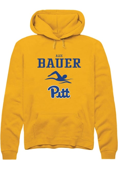 Alex Bauer Rally Mens Gold Pitt Panthers NIL Sport Icon Hooded Sweatshirt