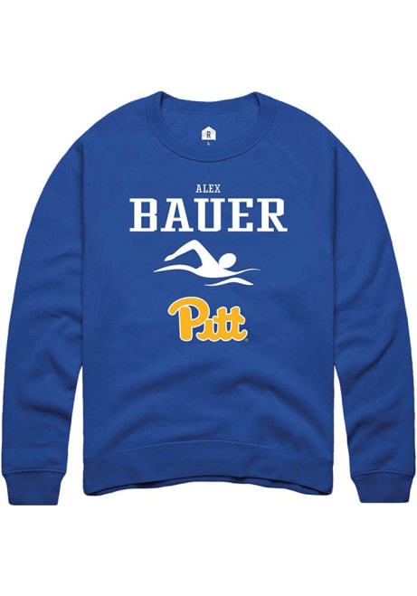 Alex Bauer Rally Mens Blue Pitt Panthers NIL Sport Icon Crew Sweatshirt