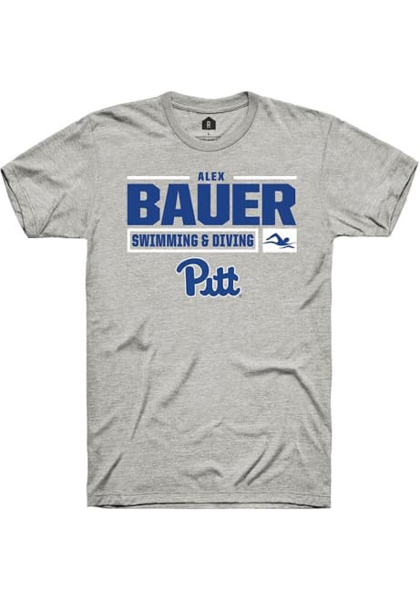 Alex Bauer Ash Pitt Panthers NIL Stacked Box Short Sleeve T Shirt