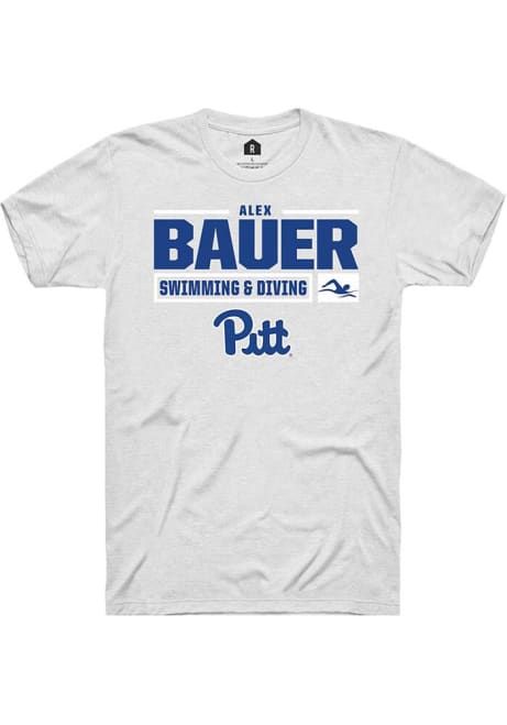 Alex Bauer White Pitt Panthers NIL Stacked Box Short Sleeve T Shirt