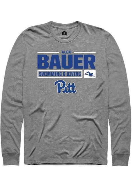 Alex Bauer Rally Mens Graphite Pitt Panthers NIL Stacked Box Tee