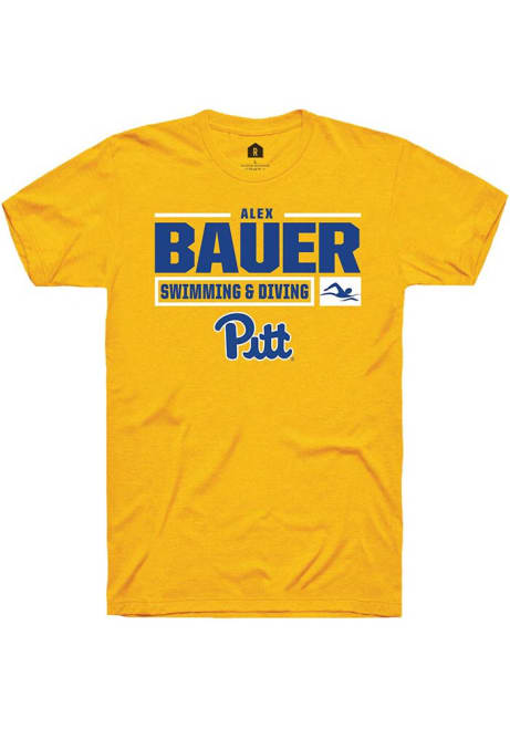 Alex Bauer Gold Pitt Panthers NIL Stacked Box Short Sleeve T Shirt