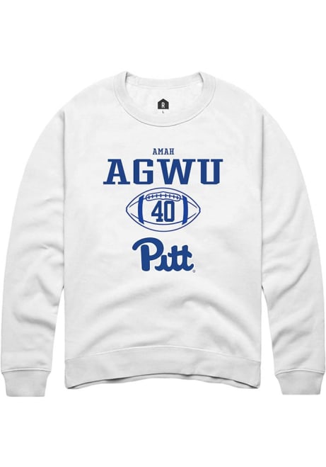 Amah Agwu Rally Mens White Pitt Panthers NIL Sport Icon Crew Sweatshirt