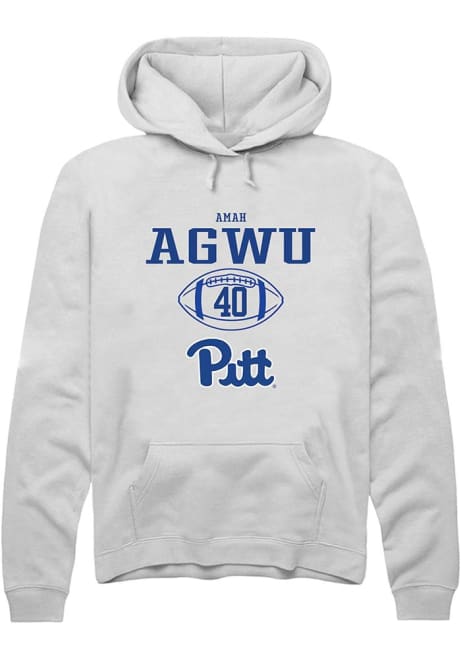 Amah Agwu Rally Mens White Pitt Panthers NIL Sport Icon Hooded Sweatshirt