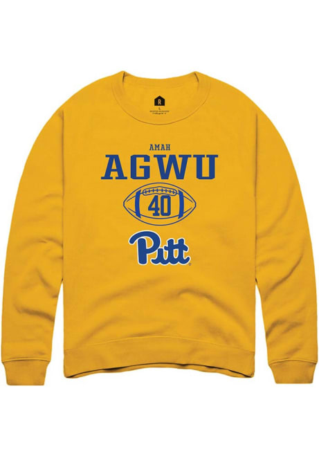 Amah Agwu Rally Mens Gold Pitt Panthers NIL Sport Icon Crew Sweatshirt