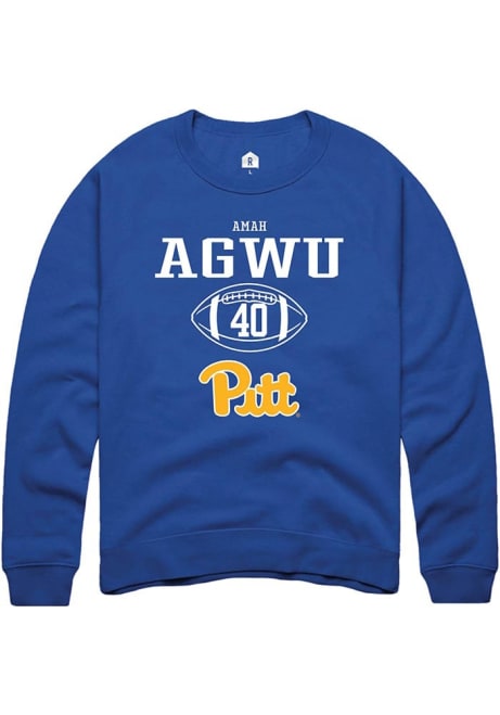 Amah Agwu Rally Mens Blue Pitt Panthers NIL Sport Icon Crew Sweatshirt