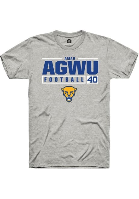 Amah Agwu Ash Pitt Panthers NIL Stacked Box Short Sleeve T Shirt