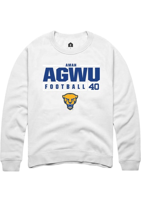 Amah Agwu Rally Mens White Pitt Panthers NIL Stacked Box Crew Sweatshirt