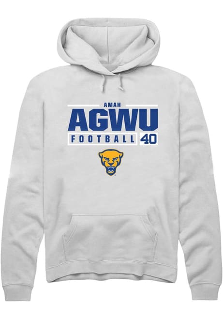 Amah Agwu Rally Mens White Pitt Panthers NIL Stacked Box Hooded Sweatshirt