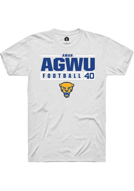 Amah Agwu White Pitt Panthers NIL Stacked Box Short Sleeve T Shirt