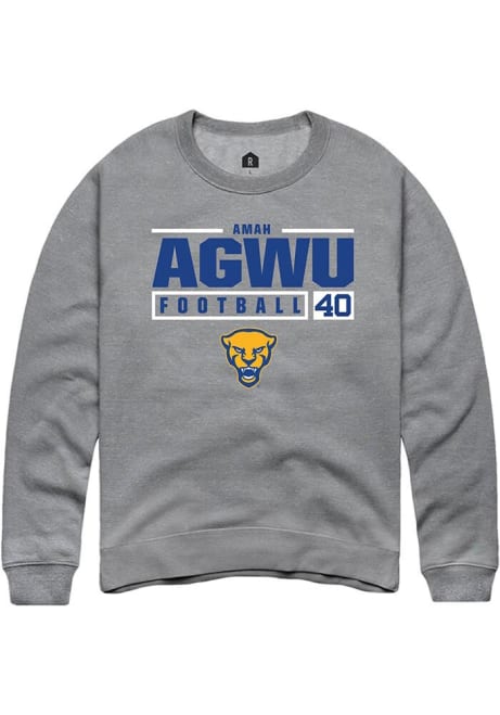 Amah Agwu Rally Mens Graphite Pitt Panthers NIL Stacked Box Crew Sweatshirt