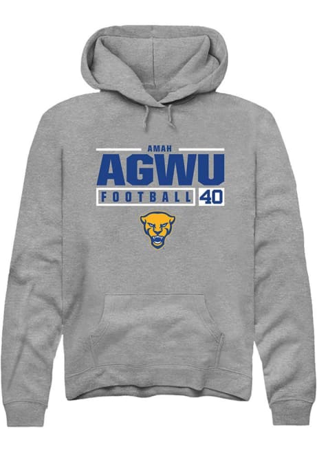 Amah Agwu Rally Mens Graphite Pitt Panthers NIL Stacked Box Hooded Sweatshirt