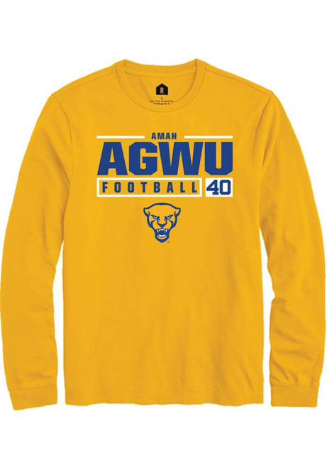 Amah Agwu Rally Mens Gold Pitt Panthers NIL Stacked Box Tee