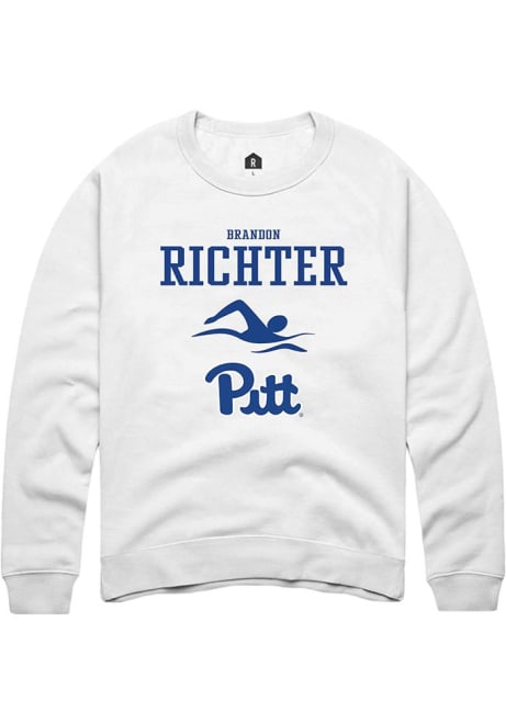 Brandon Richter Rally Mens White Pitt Panthers NIL Sport Icon Crew Sweatshirt