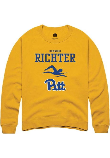 Brandon Richter Rally Mens Gold Pitt Panthers NIL Sport Icon Crew Sweatshirt