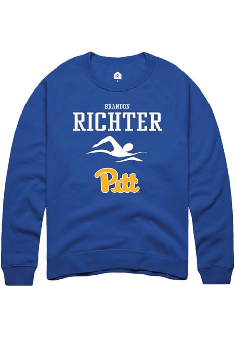 Brandon Richter Rally Mens Blue Pitt Panthers NIL Sport Icon Crew Sweatshirt