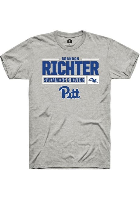 Brandon Richter Ash Pitt Panthers NIL Stacked Box Short Sleeve T Shirt