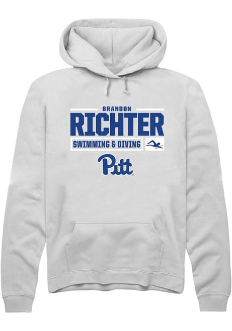 Brandon Richter Rally Mens White Pitt Panthers NIL Stacked Box Hooded Sweatshirt