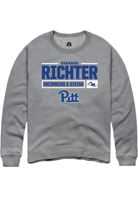 Brandon Richter Rally Mens Graphite Pitt Panthers NIL Stacked Box Crew Sweatshirt