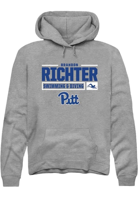 Brandon Richter Rally Mens Graphite Pitt Panthers NIL Stacked Box Hooded Sweatshirt