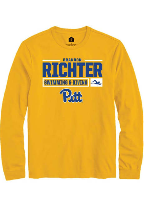 Brandon Richter Rally Mens Gold Pitt Panthers NIL Stacked Box Tee