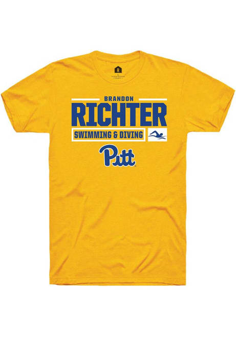 Brandon Richter Gold Pitt Panthers NIL Stacked Box Short Sleeve T Shirt