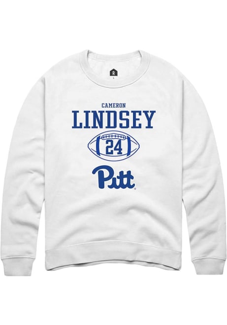 Cameron Lindsey Rally Mens White Pitt Panthers NIL Sport Icon Crew Sweatshirt