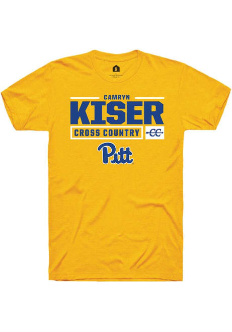 Camryn Kiser Gold Pitt Panthers NIL Stacked Box Short Sleeve T Shirt