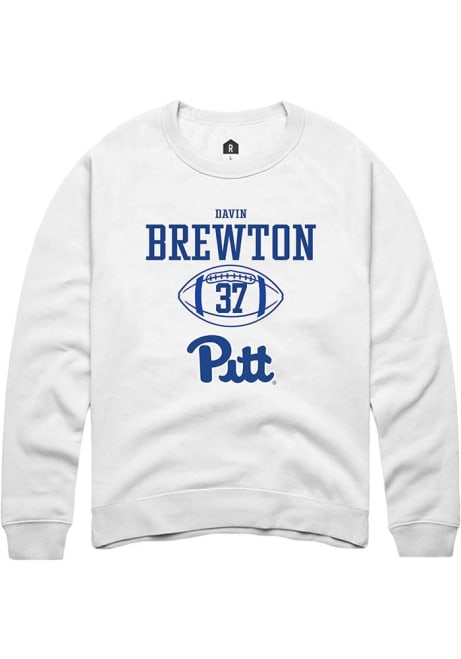 Davin Brewton Rally Mens White Pitt Panthers NIL Sport Icon Crew Sweatshirt