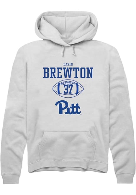 Davin Brewton Rally Mens White Pitt Panthers NIL Sport Icon Hooded Sweatshirt