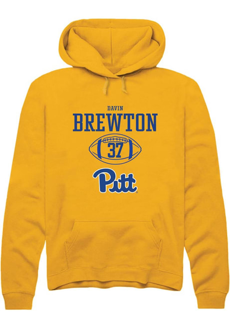 Davin Brewton Rally Mens Gold Pitt Panthers NIL Sport Icon Hooded Sweatshirt