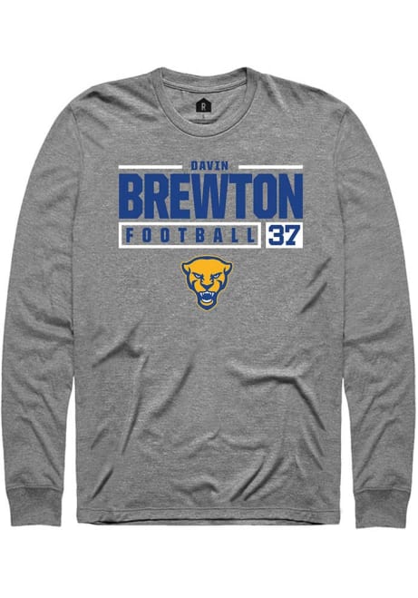 Davin Brewton Rally Mens Graphite Pitt Panthers NIL Stacked Box Tee