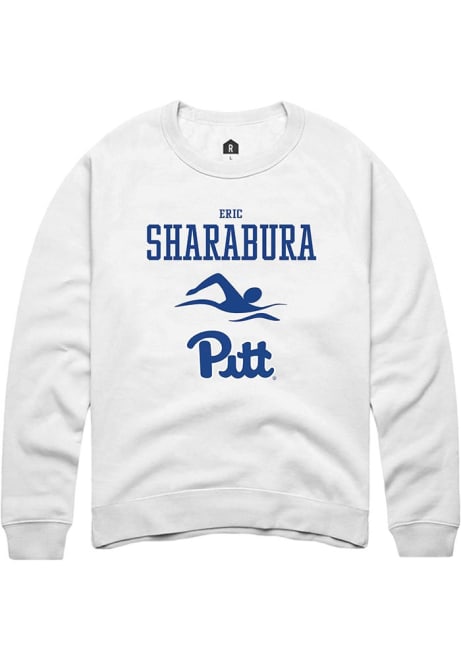 Eric Sharabura Rally Mens White Pitt Panthers NIL Sport Icon Crew Sweatshirt