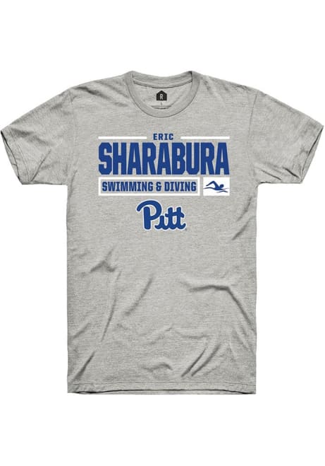 Eric Sharabura Ash Pitt Panthers NIL Stacked Box Short Sleeve T Shirt