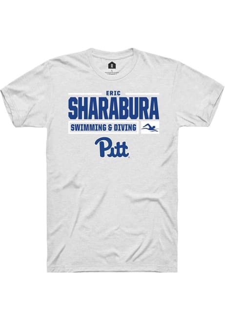 Eric Sharabura White Pitt Panthers NIL Stacked Box Short Sleeve T Shirt