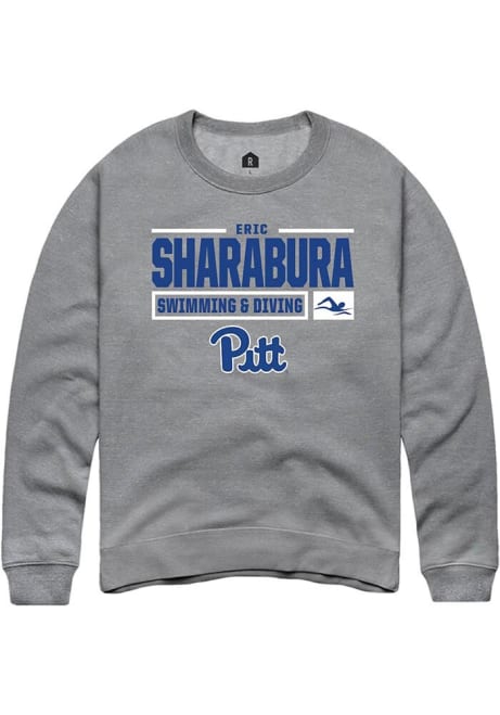 Eric Sharabura Rally Mens Graphite Pitt Panthers NIL Stacked Box Crew Sweatshirt