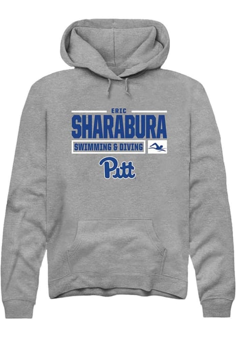 Eric Sharabura Rally Mens Graphite Pitt Panthers NIL Stacked Box Hooded Sweatshirt