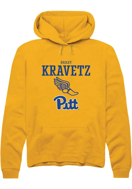 Hailey Kravetz Rally Mens Gold Pitt Panthers NIL Sport Icon Hooded Sweatshirt