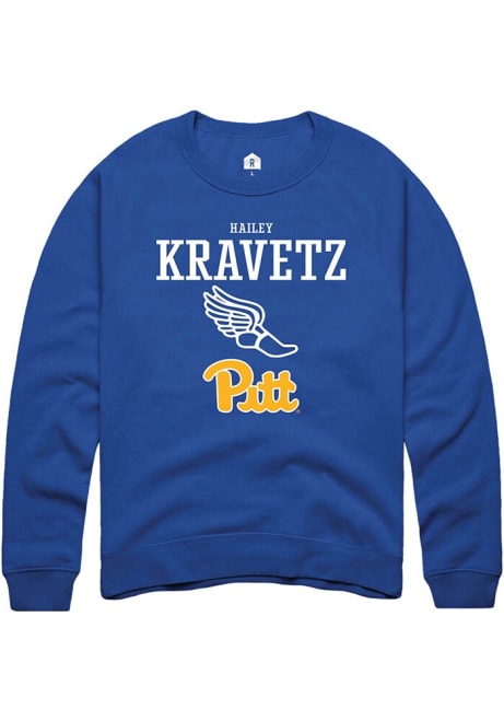 Hailey Kravetz Rally Mens Blue Pitt Panthers NIL Sport Icon Crew Sweatshirt