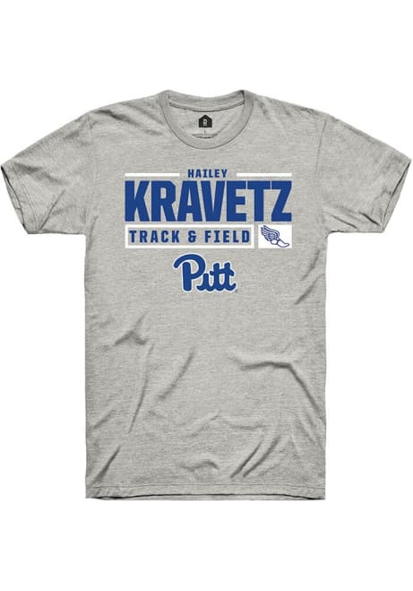 Hailey Kravetz Ash Pitt Panthers NIL Stacked Box Short Sleeve T Shirt