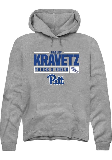 Hailey Kravetz Rally Mens Graphite Pitt Panthers NIL Stacked Box Hooded Sweatshirt