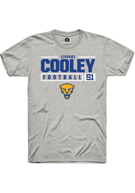 Jiavani Cooley Ash Pitt Panthers NIL Stacked Box Short Sleeve T Shirt