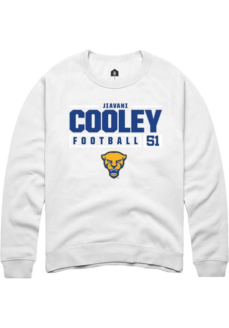 Jiavani Cooley Rally Mens White Pitt Panthers NIL Stacked Box Crew Sweatshirt