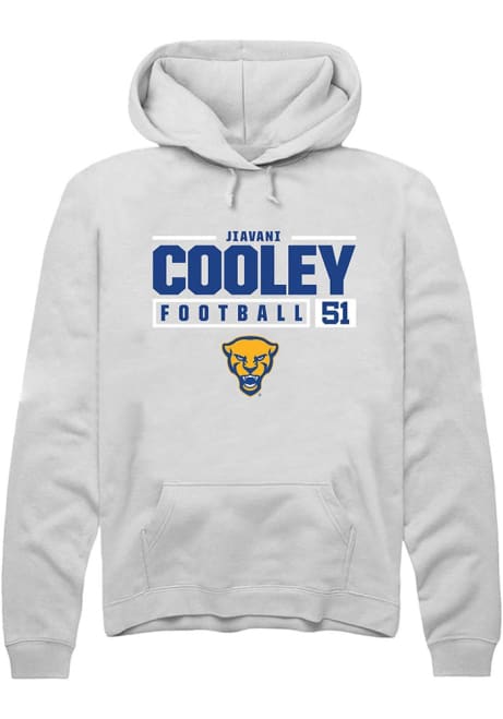 Jiavani Cooley Rally Mens White Pitt Panthers NIL Stacked Box Hooded Sweatshirt