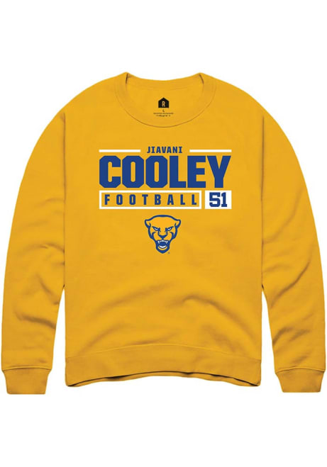 Jiavani Cooley Rally Mens Gold Pitt Panthers NIL Stacked Box Crew Sweatshirt