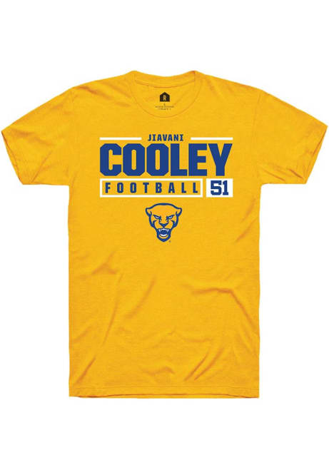 Jiavani Cooley Gold Pitt Panthers NIL Stacked Box Short Sleeve T Shirt